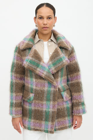 Smythe Mohair Blanket Car Plaid Coat
